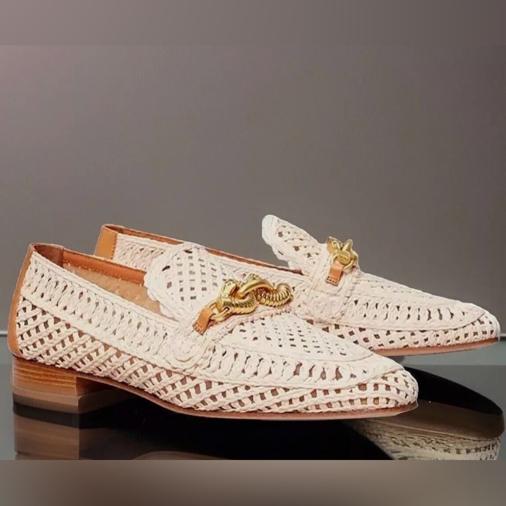 Tory Burch Jessa Raffia Loafer- Women's White Woven Shoes